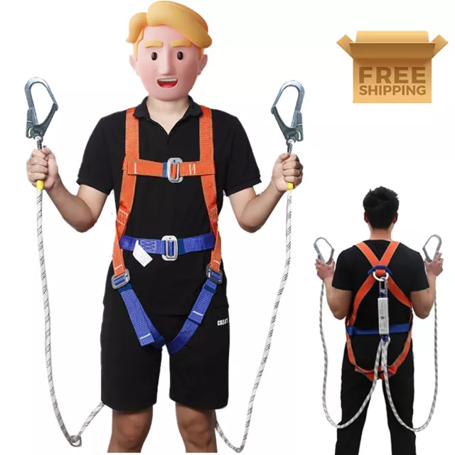 5 Point Safety Harness Double Hooks Aerial Worker Outdoor Construction 2 Meter