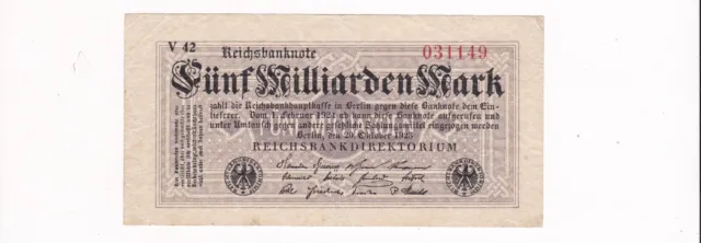 5 Mrd. Mark 1923  gebrauchte Erhaltung  Ros. 120c