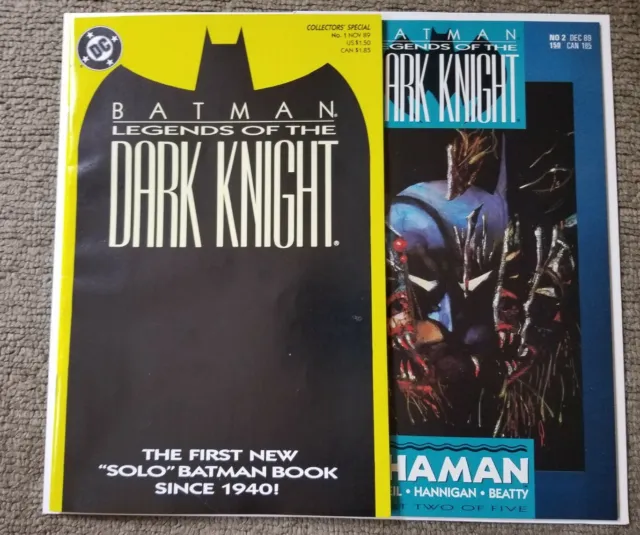 Lot of 2 Batman Legends of the Dark Knight Comics #1 Yellow Cover #2 (DC, 1989)