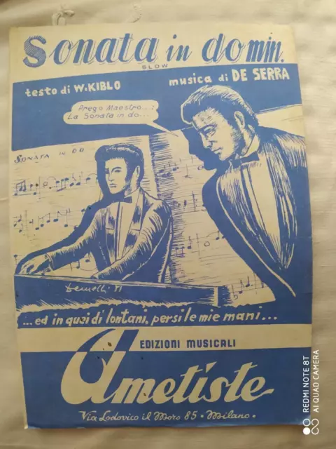 Manoel De Serra "Sonata In Do Minore" - Spartito Singolo Vintage (1951) - Ed. Am