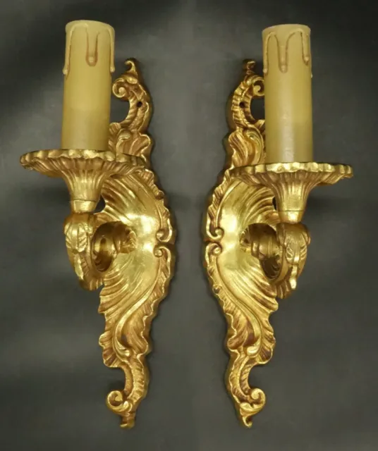Pair Of Sconces Stamped Louis Xv Style - Bronze - French Antique