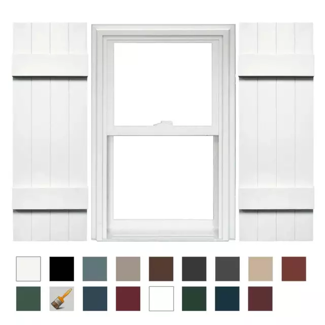 1 Pair Mid America 4 Board and Batten Joined Vinyl Shutters 14 Inch Width