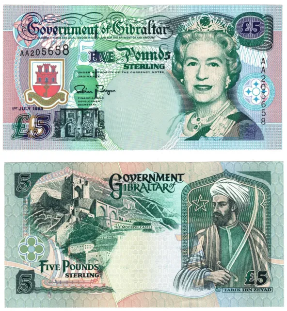 1995 Gibraltar 5 Pounds P25 Commemorative Tarik Bin Ziyad Banknote UNC
