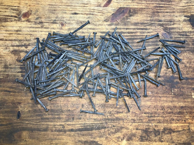 Antique Flooring Nails. Hand Cut. Lot Of 200.