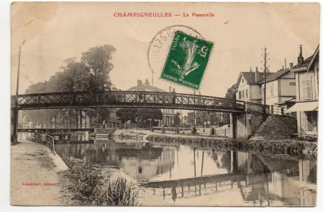 CHAMPIGNEULLES - Meurthe & Moselle - CPA 54 - La passerelle - canal