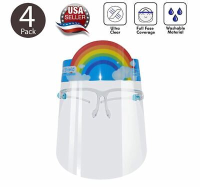Kids Face Shield Visor Protection Glasses Anti Fog Safety Reusable Rainbow 4 Pc