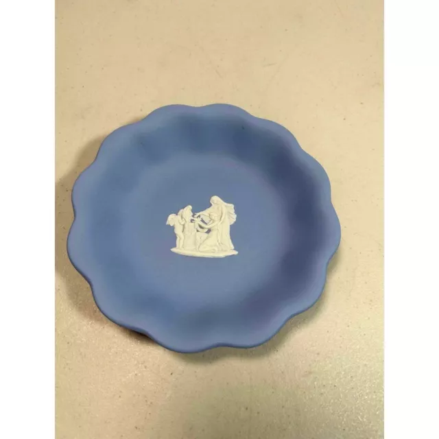 Wedgewood Jasperware Shallow Small Bowl Blue White Angel