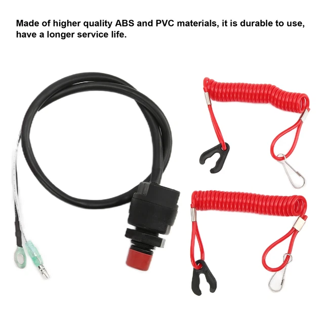 MARINE OUTBOARD EMERGENCY Kill Switch Safety Lanyard PVC+ABS Replace