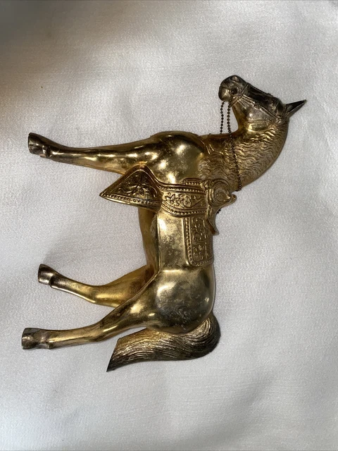 Vintage Cast Metal Copper Bronze Horse Stallion Pony Filly Saddle Figurine