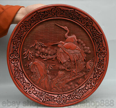 12 "plaque d'oiseaux par la vieille Chine marqués de rouge par Qianlong de Chine