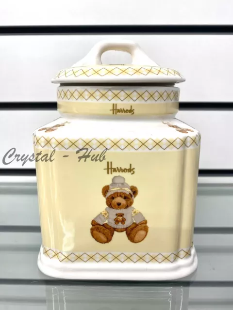 Harrods Canister Cream Teddy Air Tight Storage Jar Container Fine Bone China