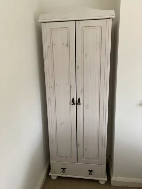 Shabby Chic White Wooden Farley 2 Door Wardrobe by Hokku Designs