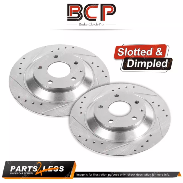 2Pcs BCP Rear Slotted And Dimpled Disc Brake Rotors Refer RDA8000D & DBA2859E