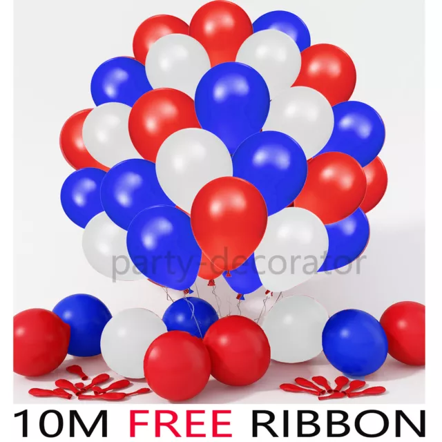 Red White Blue Mix Latex Balloons VE Day Street Party Royal UK Flag Patriotic UK