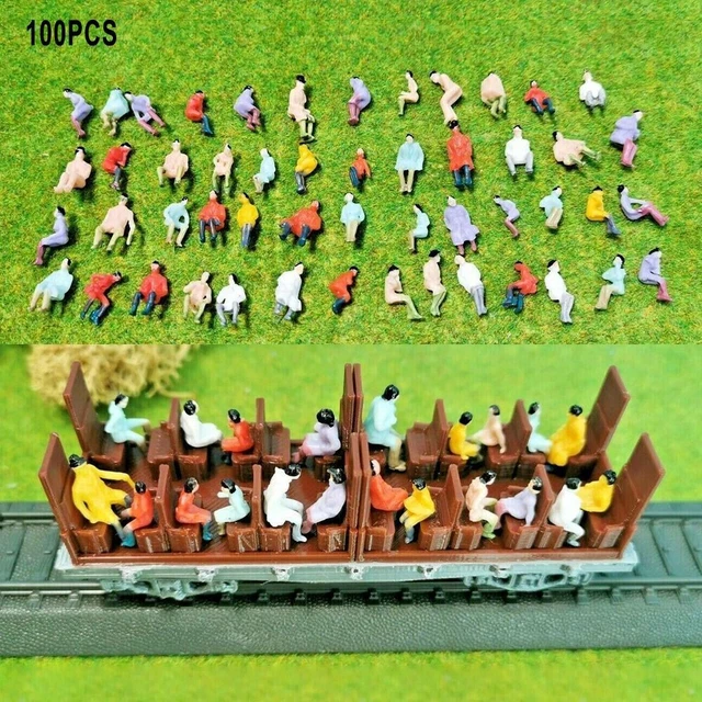 100 Figurines Assises Non Peintes échelle 1:48 - Pour Modélisme Ferroviaire, Bâtiments - Environ 2 Cm De Haut - 11