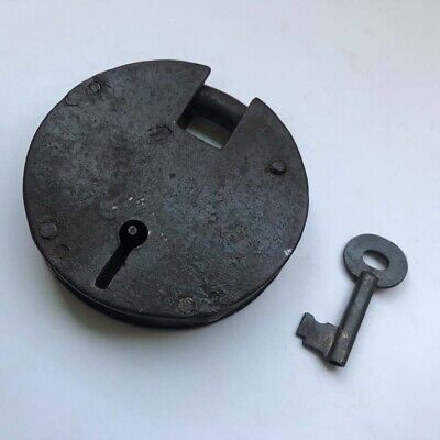 Iron padlock or lock with KEY old or antique.