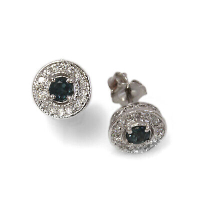 0.5 ctw Natural Real Alexandrite Diamond Solid 14k White Gold Halo Stud Earrings