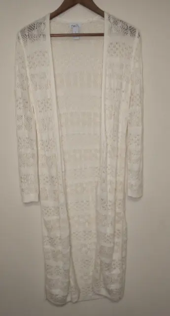 Women's Rue 21 Beige Off White Long Sleeve Open Front Knit Cardigan Sweater Sz M