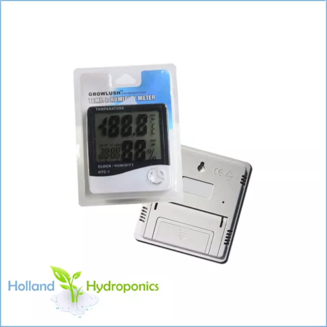 DIGITAL HYGROMETER Hydroponics Temperature & Humidity Meter, Calendar & Clock