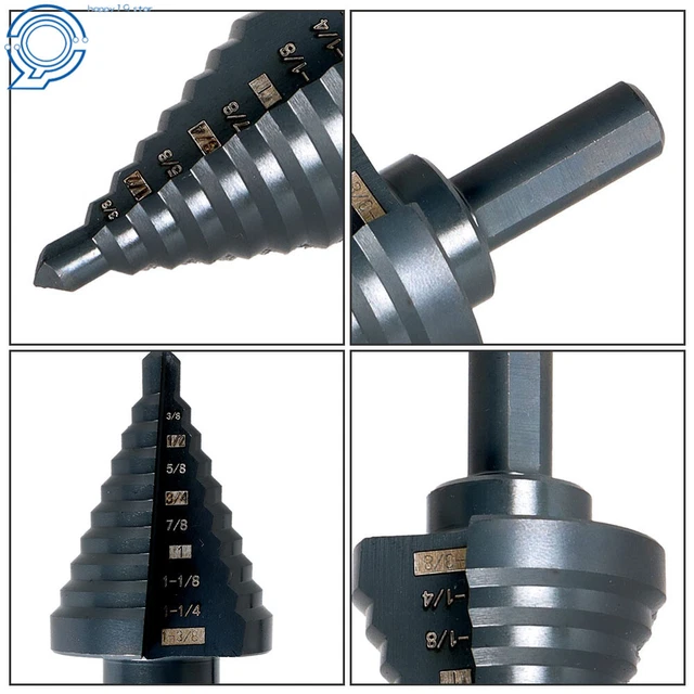 5Pc Step Drill Bit Set Black Oxide M2 Multiple Hole 50 Sizes 1/8- 1-3/8" HSS 3