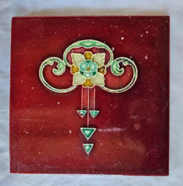 Gorgeous Art Nouveau 6 Inch Tile. Circa 19Th Century. (A)