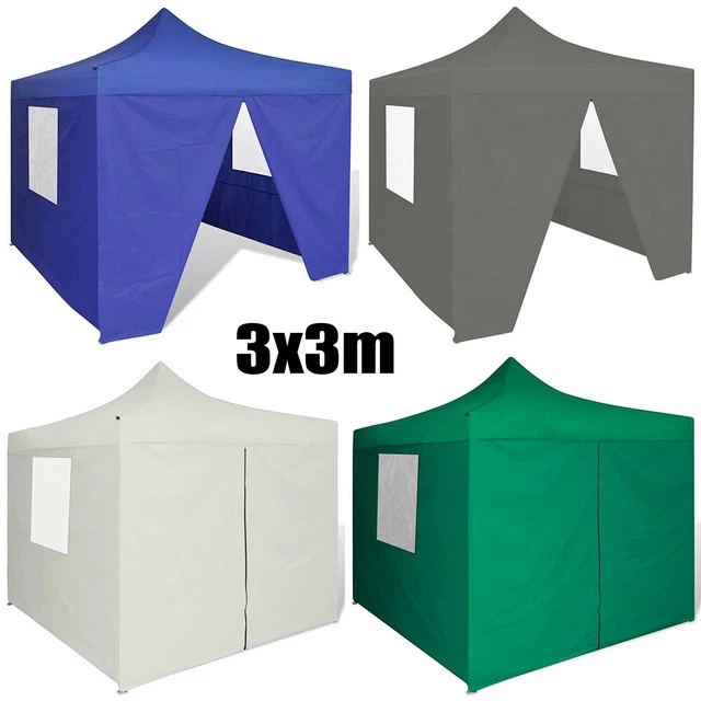 3x3 m Pop-Up Partyzelt mit 4 Seitenwänden Garten Zelt Pavillon Faltpavillon