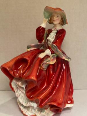 Royal Doulton Figurine Top O The Hill Woman Red Dress No Box HN1839