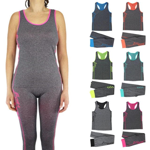 COMPLETO TUTA DONNA Sportivo Pantalone Canotta Running Sport