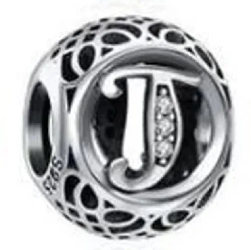 New Pandora Vintage Sterling Silver Authentic Letter T Charm Bead