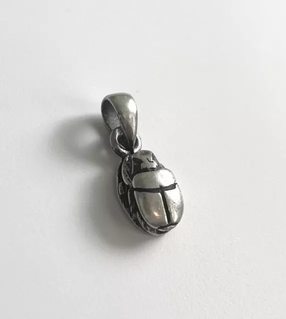 925 Sterling Silver Handmade Ancient Egyptian Scarab Beetle Pendant Charm