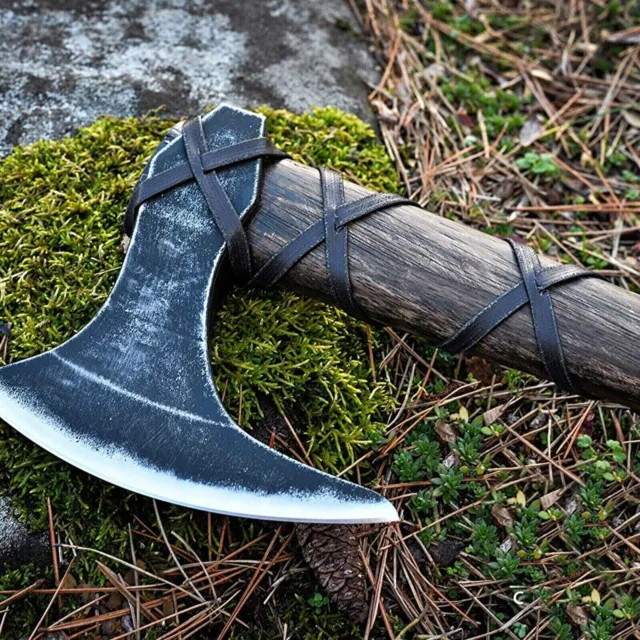 Ragnar LothBrok Viking Axe Battle Ready Hand Forged Carbon Steel With Sheath.
