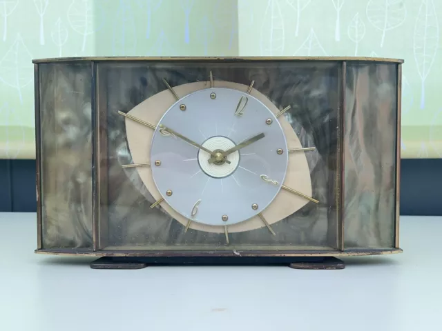 Vintage Metamec Atomic Eye Green Mantle Shelf Clock Working Retro 60s Mid C.