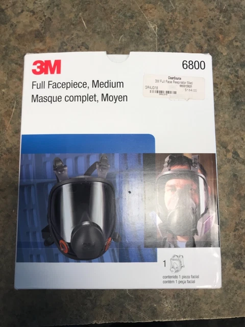 3M 6800 Full Face Respirator W/1 PR 60923 P1OO/OV/Acid Gas Cartridge MEDIUM