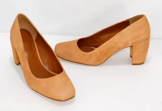 HALSTON light brown suede leather pumps, high heel shoes woman's size 7.5 M