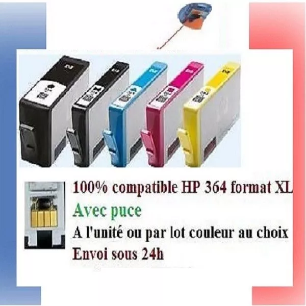 Cartouches compatibles HP 364 pour Photosmart Plus 2011 B209 B210 sous 24/72H