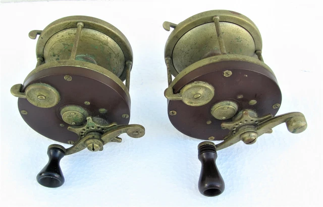 2 Edward Vom Hofe Fishing Reel #621& 521 4/0 German Silver Hard Rubber D&E 261 , 2 Edward Vom Hofe Fishing Reel #621& 521 4/0 German Silver Hard Rubber D&E 261 ,