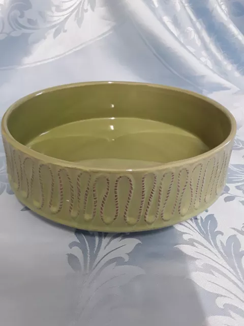 Vintage Large Royal Barum Ware C.H Brannam Green Fruit Bowl