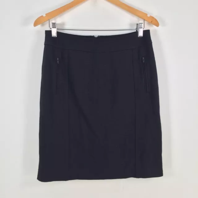 Sportscraft womens skirt size 8 pencil black knee length zip viscose blend072309