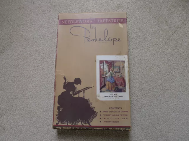 Needle work by Penelope Vintage Tapestry Kit, Original Box WM Briggs Manchester