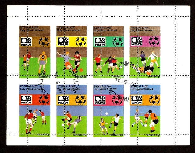 Major Error Holy Island Scotland Mini Sheet 8 Stamp Soccer Foot Ball 1974 Player