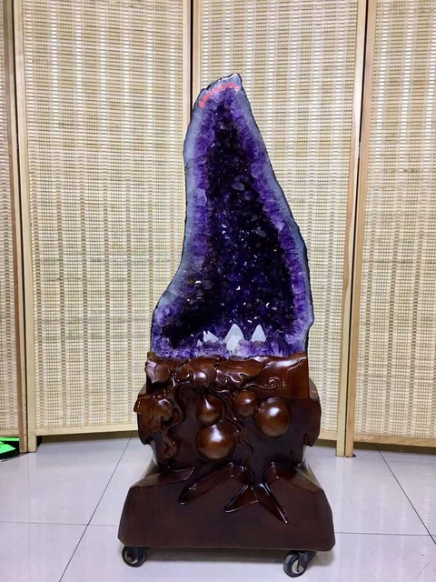 166.33LB Natural amethyst geode quartz cluster crystal specimen healing +stand