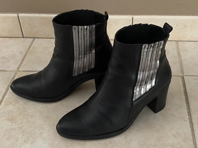 Bottines Pointure 39 Noires Cuir Exterieur Talon 8Cm Cuir Exterieur + Sous Pied