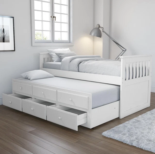 WHITE GUEST BED with Pull Out Trundle £399.95 - PicClick UK