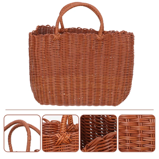 Panier Tressé Portatif En PP Kaki - Panier à Fruits, Dessert, Courses - Pratique