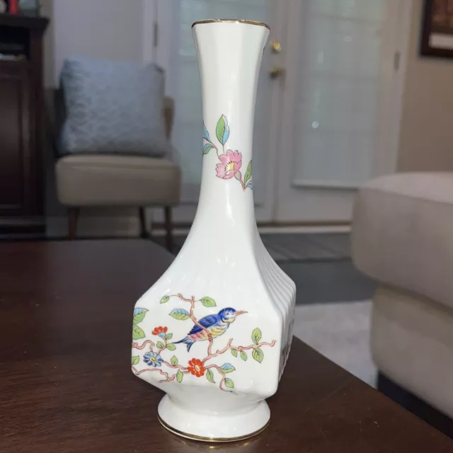 Aynsley Pembroke Bud Vase Bone China England Blue Bird Floral