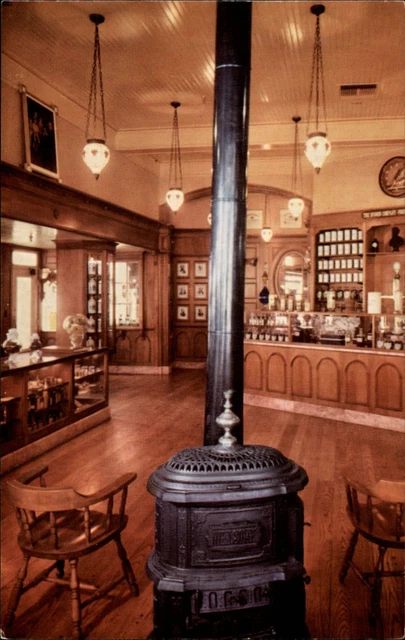 Pot bellied stove Upjohn's old-time drugstore Disneyland California  Advertising