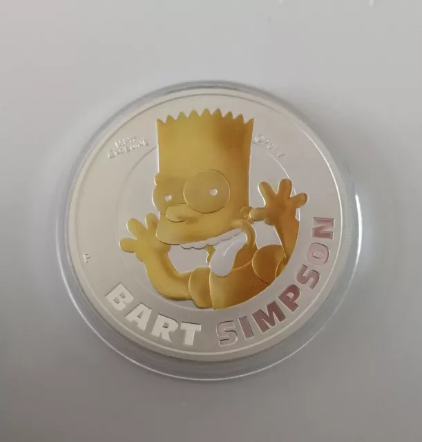 2022 Silver Bart Simpson Tuvalu 1Oz .999 24k Gilded Coin Edition 3