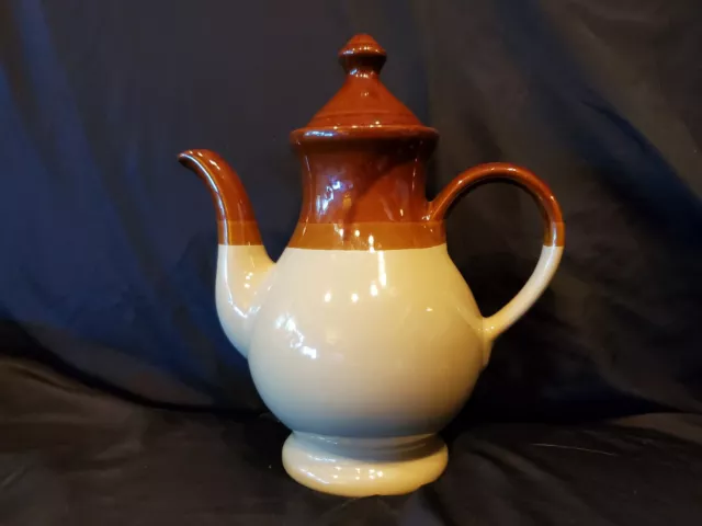 Vintage Interpur Ceramic Pottery Coffee/Tea Pot with Lid Brown-Tan-Beige