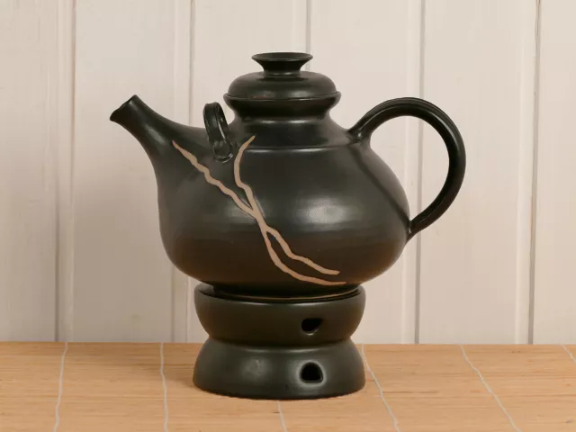 Søholm Teekanne Kanne mit Stövchen signiert Keramik Denmark Soholm teapot