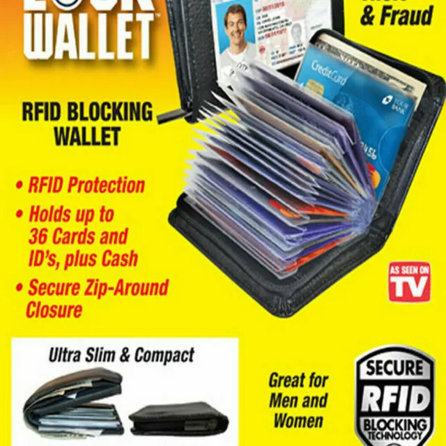 Lock Wallet As Seen on TV Amazing Slim Leather RFID Card Wallet ID Holder Purses